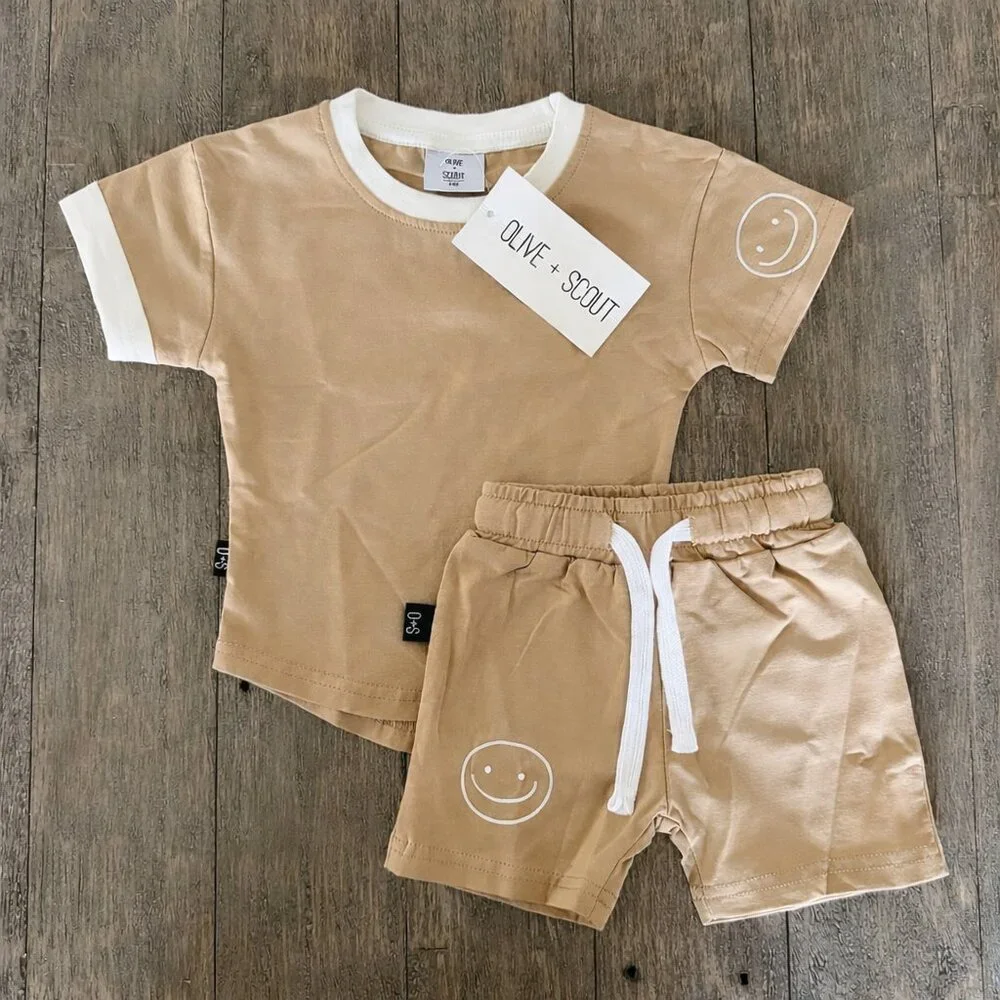 Olive + Scout Brown Smiley Beck Set – Size 3–6M (NWT)